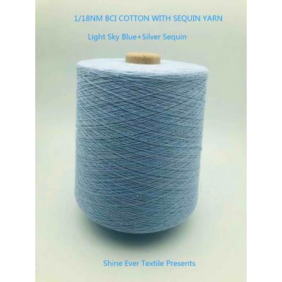 1.2mm Silver Sequin Yarn with Cotton